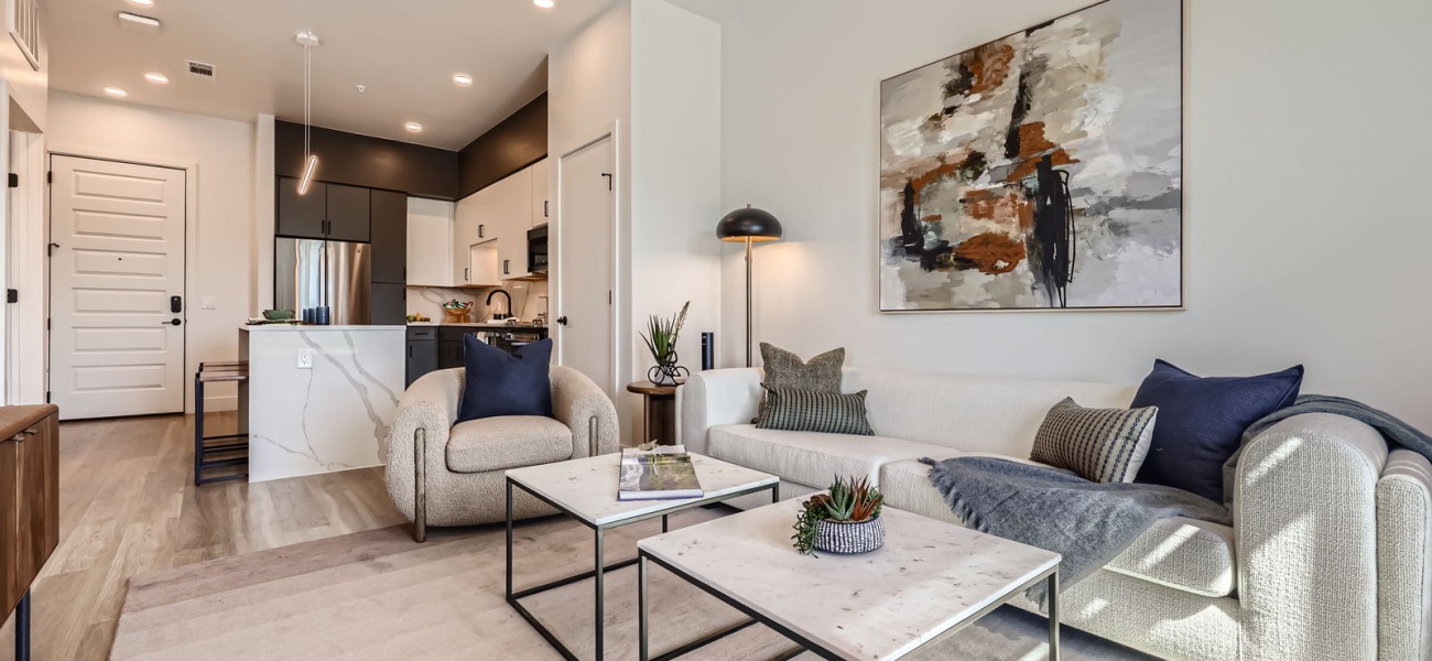 kitchen with ample counter-space, modern appliances and bright lighting