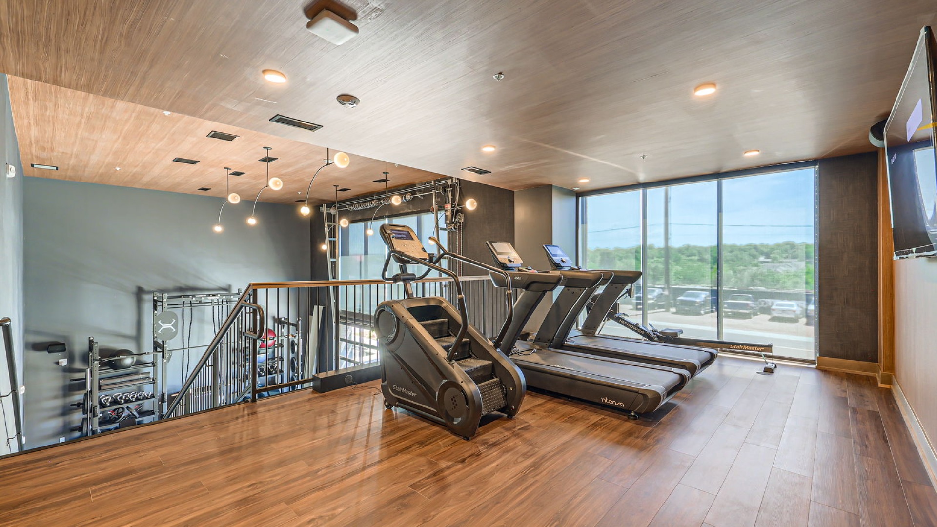 Fitness center with equipment