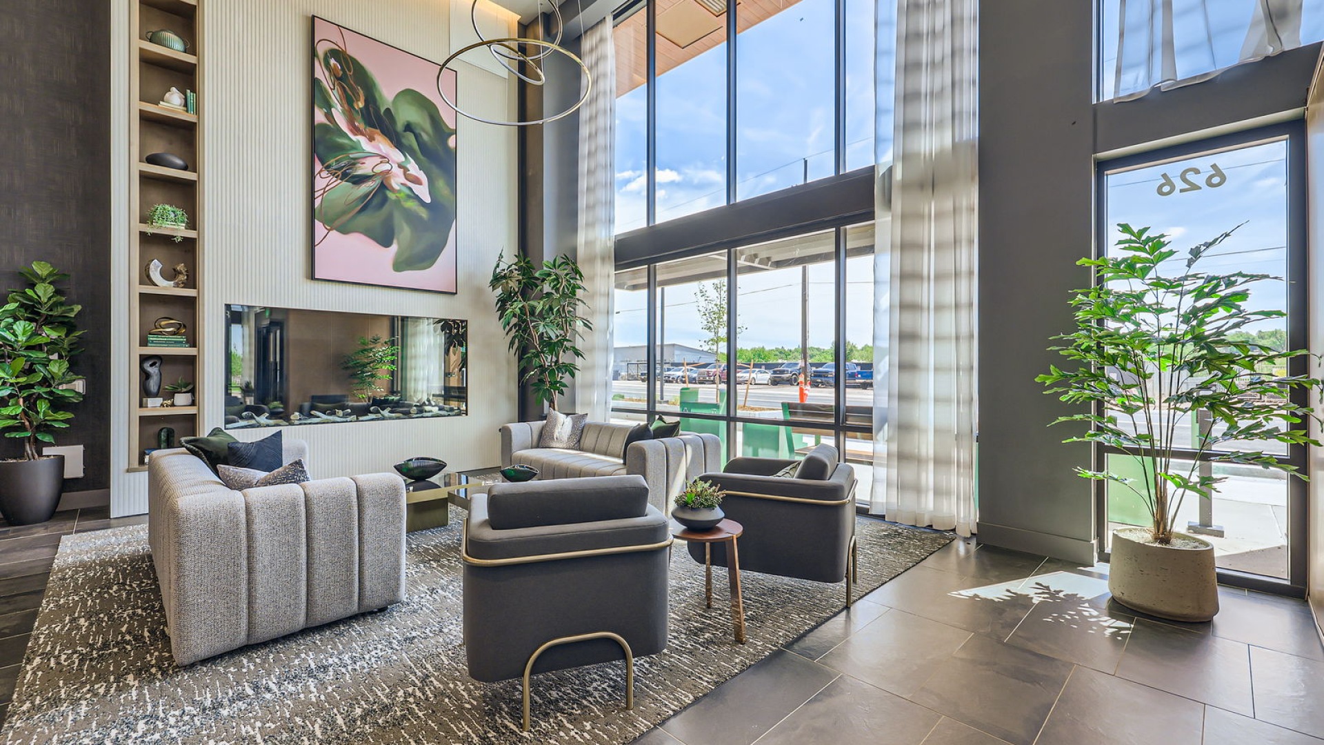 Lobby seating and decor